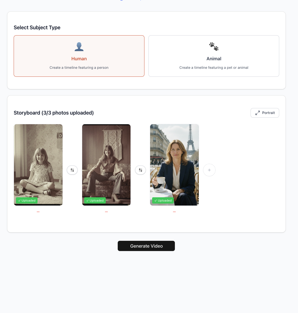 Upload photos into timeline